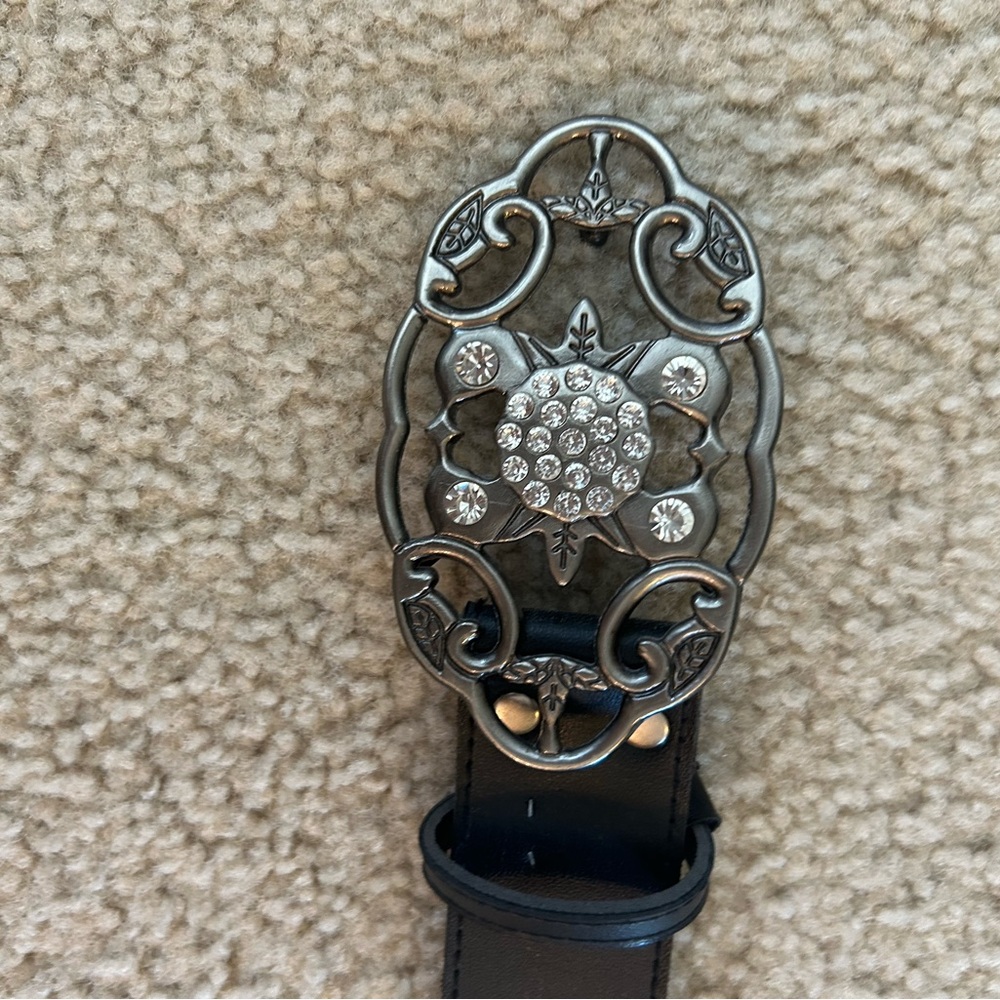 Women’s Black Studded Belt with Metallic Accents